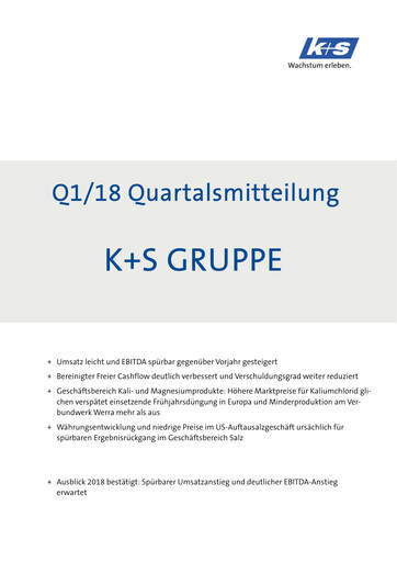 Miniature K+S
 Rapport trimestriel 2018-q1