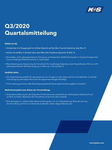 Miniature K+S
 Rapport trimestriel 2020-q3