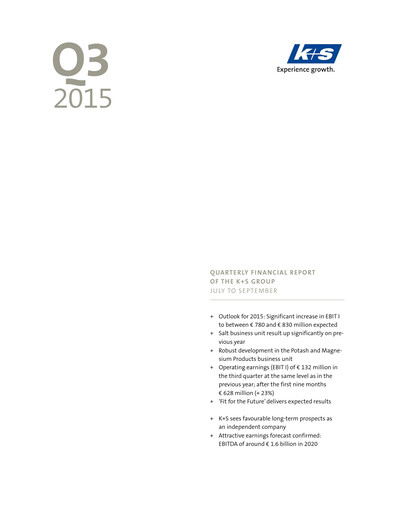 Thumbnail K+S
 Quarterly Report 2015-q3