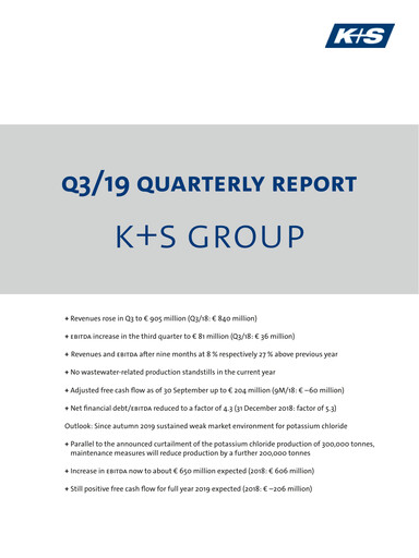 Thumbnail K+S
 Quarterly Report 2019-q3