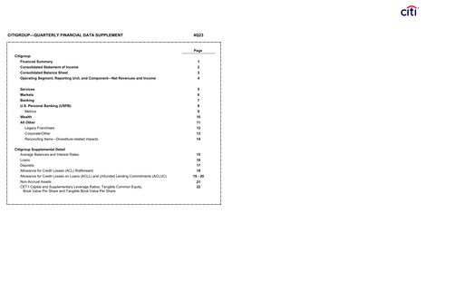 Thumbnail Citigroup Financial Statement 2023