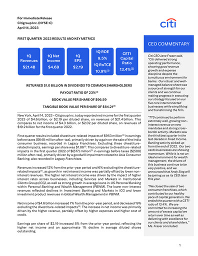 Thumbnail Citigroup Quarterly Report 2023-q1
