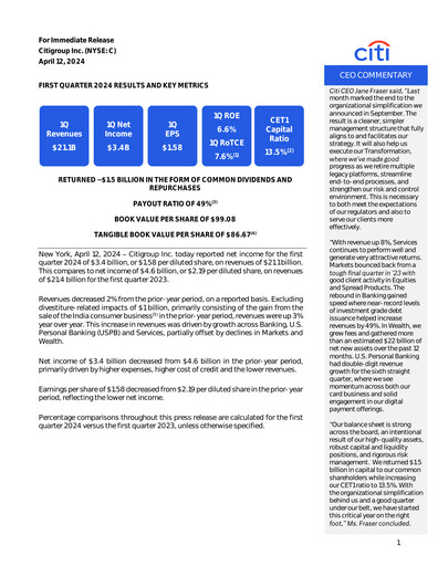 Thumbnail Citigroup Quarterly Report 2024-q1