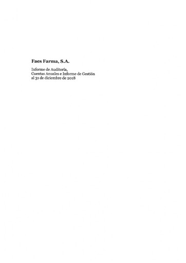 Miniature Faes Farma Bilan financier 2018