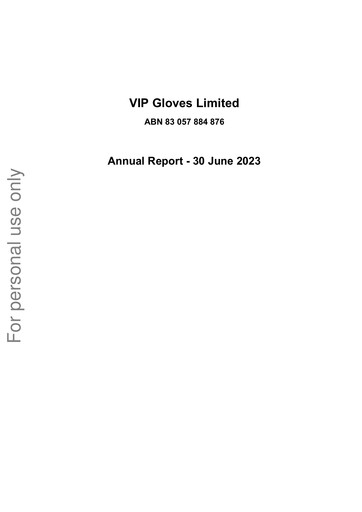 Thumbnail VIP Gloves Annual Report fy2023
