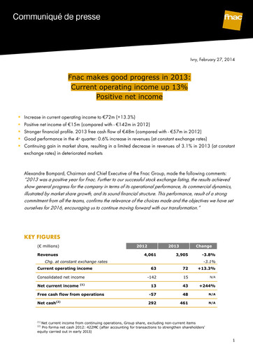Thumbnail Fnac Darty Financial Report 2013