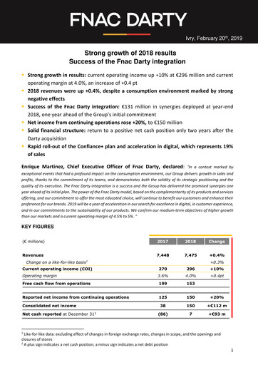 Thumbnail Fnac Darty Financial Report 2018