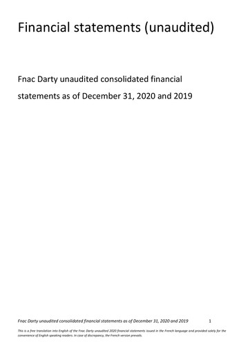 Thumbnail Fnac Darty Financial Statement 2020