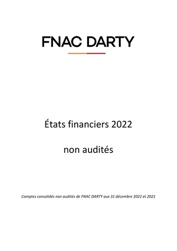 Thumbnail Fnac Darty Financial Statement 2022