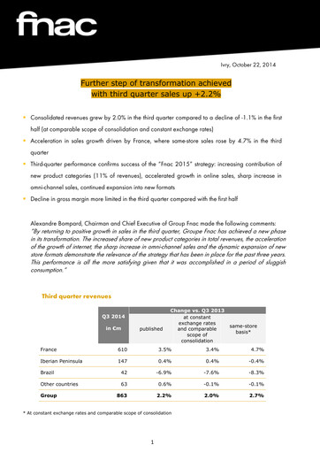 Thumbnail Fnac Darty Quarterly Report 2014-q3