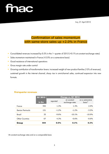 Thumbnail Fnac Darty Quarterly Report 2015-q1
