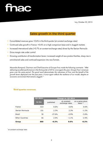 Thumbnail Fnac Darty Quarterly Report 2015-q3
