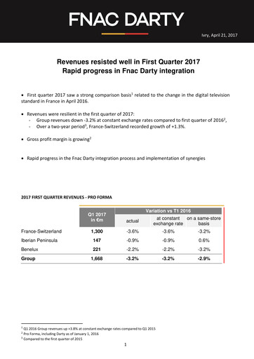 Thumbnail Fnac Darty Quarterly Report 2017-q1