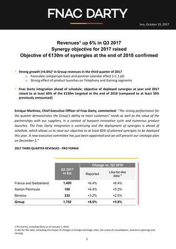 Thumbnail Fnac Darty Quarterly Report 2017-q3