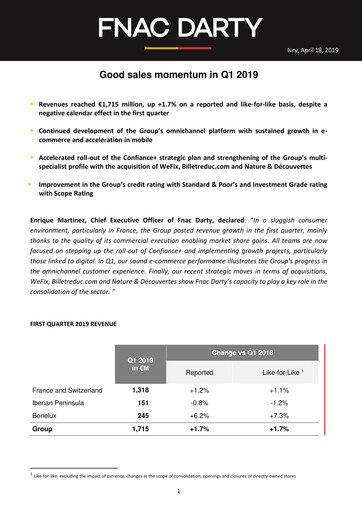 Thumbnail Fnac Darty Quarterly Report 2019-q1