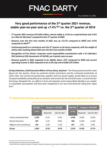 Thumbnail Fnac Darty Quarterly Report 2021-q3