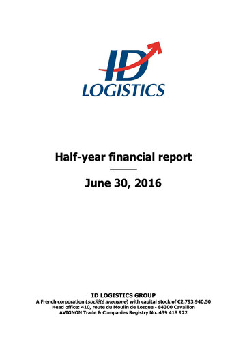 Miniature ID Logistics Group Rapport semestriel 2016-h1