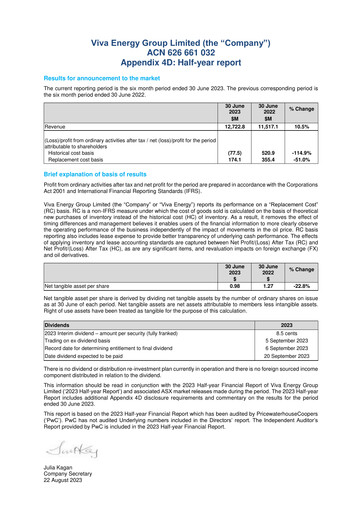 Thumbnail Viva Energy Half-year Report 2023-h1