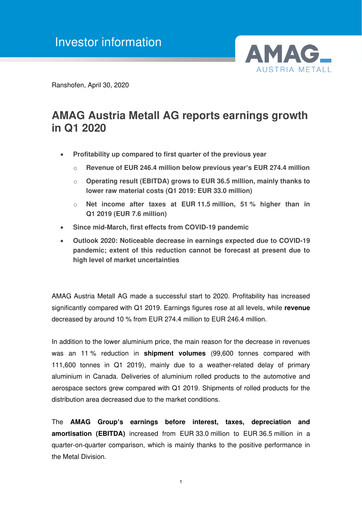 Miniature AMAG Austria Metall Rapport trimestriel 2020-q1
