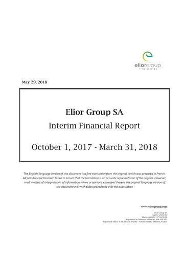 Miniature Elior Group Rapport semestriel 2017-2018