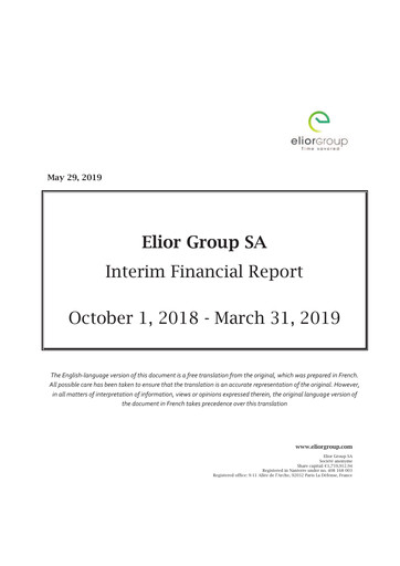 Miniature Elior Group Rapport semestriel 2018-2019