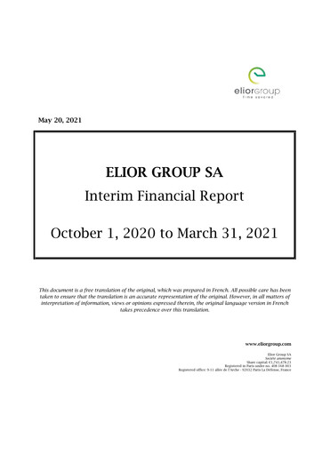 Miniature Elior Group Rapport semestriel 2020-2021