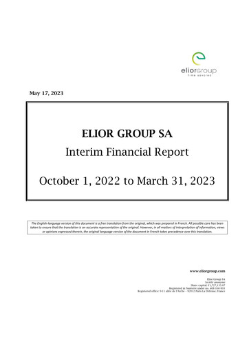 Miniature Elior Group Rapport semestriel 2022-2023