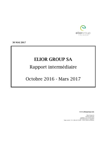 Miniature Elior Group Rapport semestriel 2016-2017