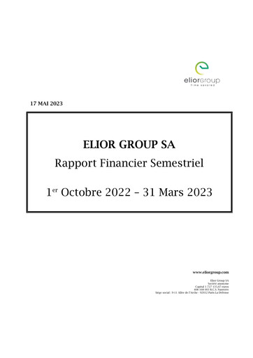Miniature Elior Group Rapport semestriel 2022-2023-h1