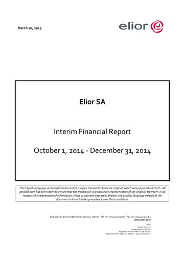 Thumbnail Elior Group Quarterly Report 2014-q1