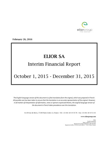Thumbnail Elior Group Quarterly Report 2015-q1