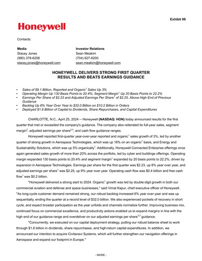 Thumbnail Honeywell Quarterly Report 2024-q1