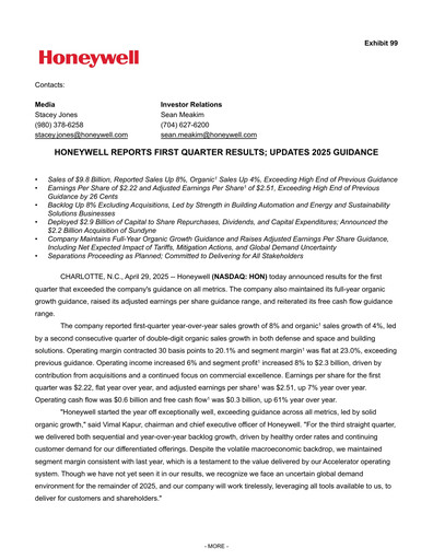 Thumbnail Honeywell Quarterly Report 2025-q1