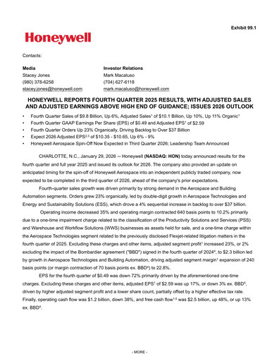 Thumbnail Honeywell Quarterly Report 2025-q4