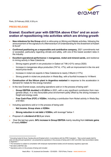 Thumbnail Eramet Financial Report 2021