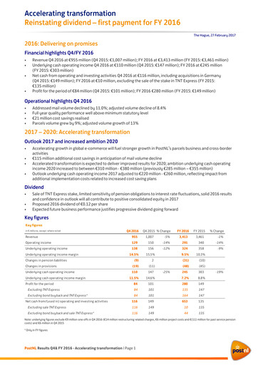 Thumbnail PostNL Financial Statement 2016