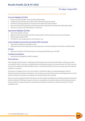 Thumbnail PostNL Half-year Report 2019-h1