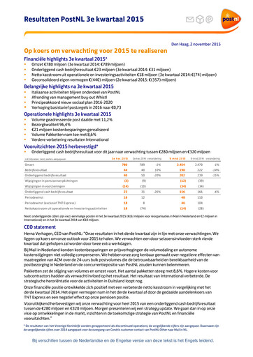 Thumbnail PostNL Quarterly Report 2015-q3