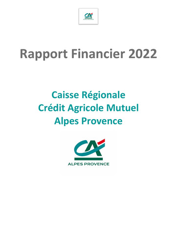 Miniature Caisse Régionale de Crédit Agricole Mutuel Alpes Provence Rapport financier 2022