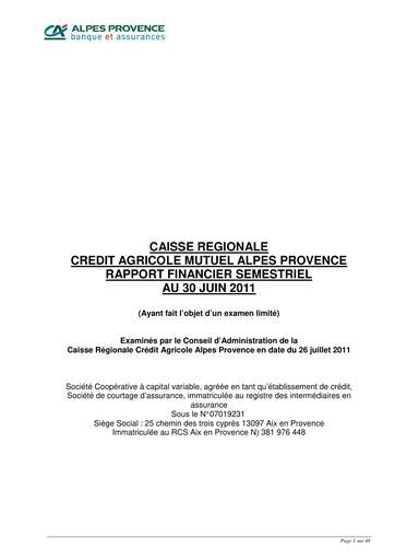 Miniature Caisse Régionale de Crédit Agricole Mutuel Alpes Provence Rapport semestriel 2011-h1