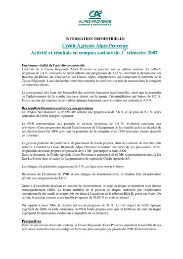 Miniature Caisse Régionale de Crédit Agricole Mutuel Alpes Provence Rapport trimestriel 2007-q1