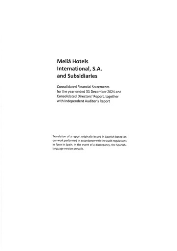 Thumbnail Meliá Hotels International Financial Statement 2024