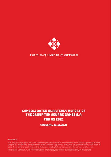 Thumbnail Ten Square Games
 Quarterly Report 2021-q3
