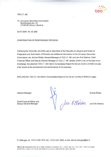 Thumbnail Telia Lietuva Half-year Report 2008-h1