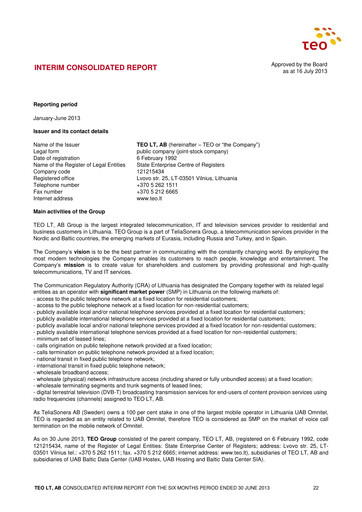 Thumbnail Telia Lietuva Half-year Report 2013-h1