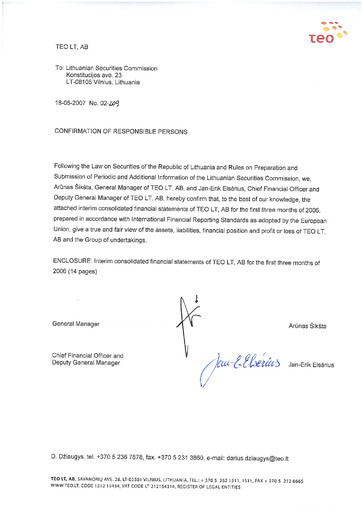 Thumbnail Telia Lietuva Quarterly Report 2007-q1