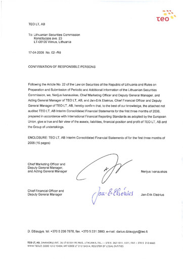 Thumbnail Telia Lietuva Quarterly Report 2008-q1