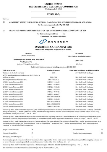 Vorschaubild Danaher Quartalsbericht 2020-q1