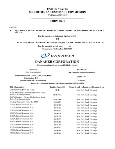 Vorschaubild Danaher Quartalsbericht 2020-q3