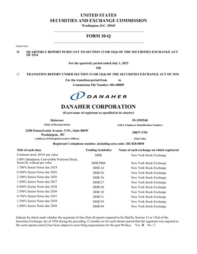 Vorschaubild Danaher Quartalsbericht 2022-q2